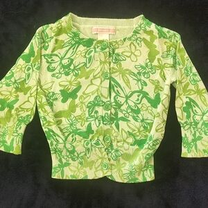Old Navy Green Butterfly Print Kids Button Down Shirt